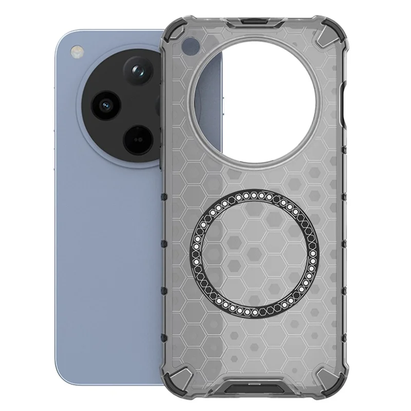 Capa para Oppo Find X8 5G compatível com MagSafe, design em favo de mel de TPU+PC - Cinza
