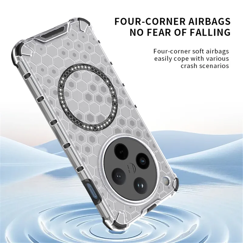 Capa para Oppo Find X8 5G compatível com MagSafe, design em favo de mel de TPU+PC - Cinza
