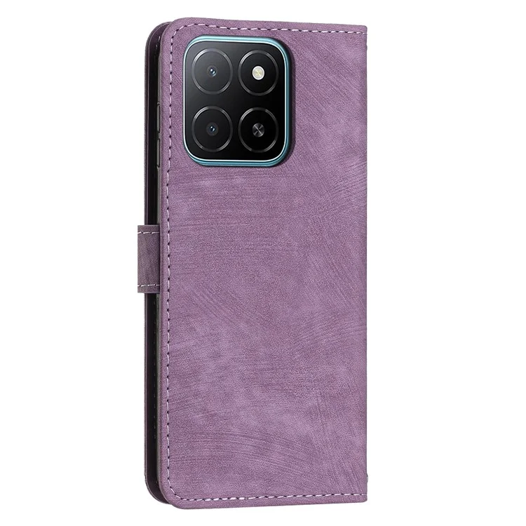 Für Honor X5b / X5b Plus Hülle Eingeprägte Linien Lederhandy-Hülle mit Klappständer - Lila