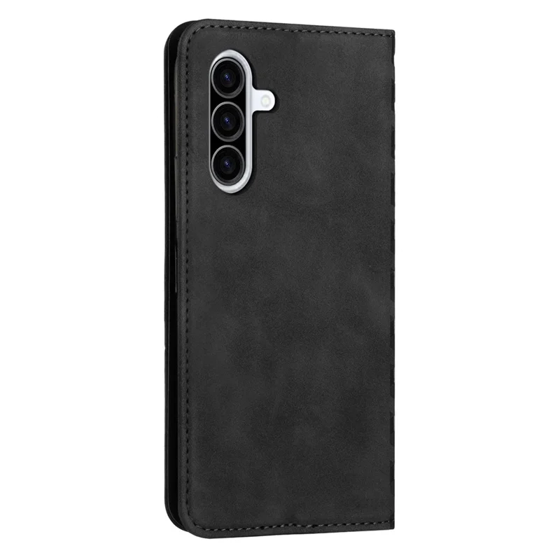 For Samsung Galaxy A56 5G Phone Cover Imprinted PU Leather Wallet Stand Case - Black