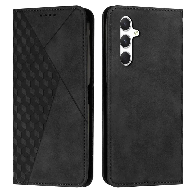 Für Samsung Galaxy A56 Handyhülle geprägte PU-Leder-Brieftasche Standhülle - Schwarz