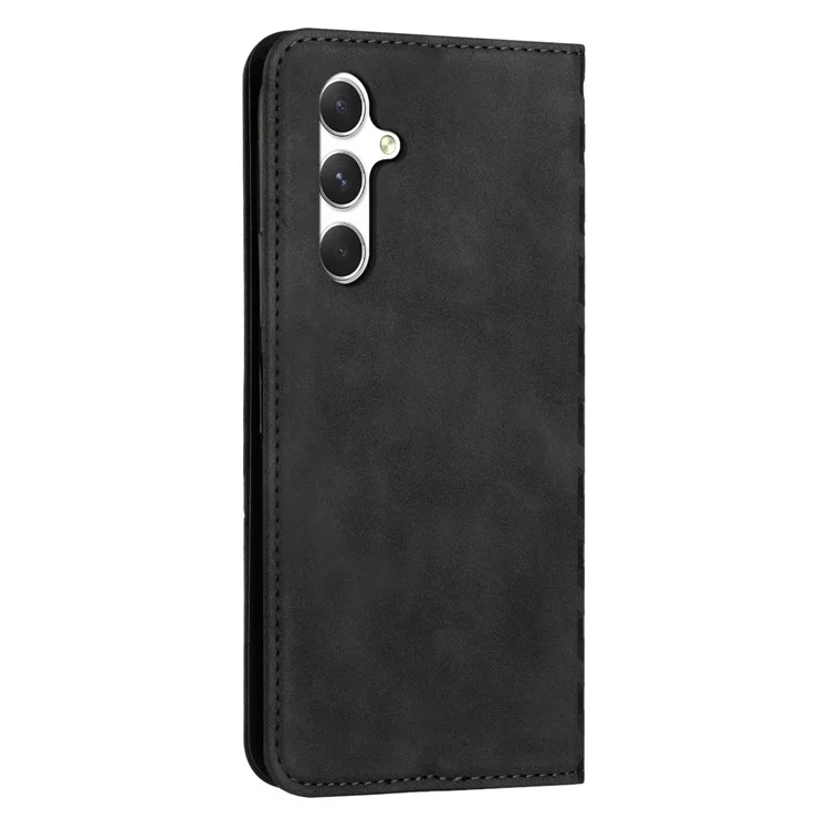 Für Samsung Galaxy A56 Handyhülle geprägte PU-Leder-Brieftasche Standhülle - Schwarz