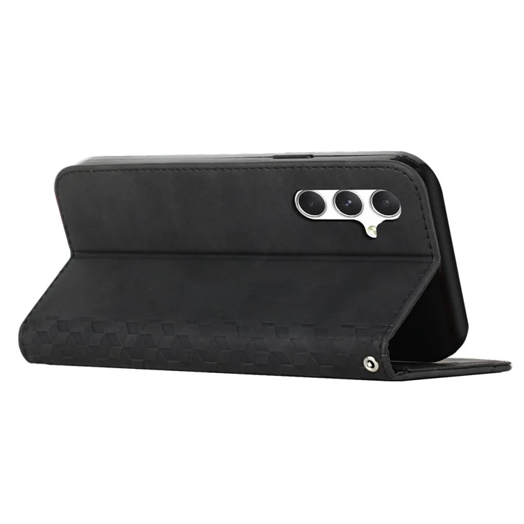 Für Samsung Galaxy A56 Handyhülle geprägte PU-Leder-Brieftasche Standhülle - Schwarz