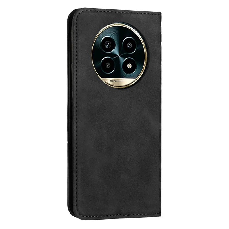 For Realme 13+ 5G / 13 Pro 5G (China) Phone Cover Imprinted PU Leather Wallet Stand Case - Black