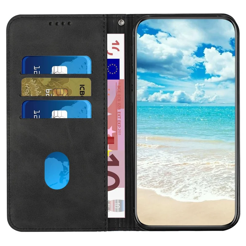 For Realme 13+ 5G / 13 Pro 5G (China) Phone Cover Imprinted PU Leather Wallet Stand Case - Black