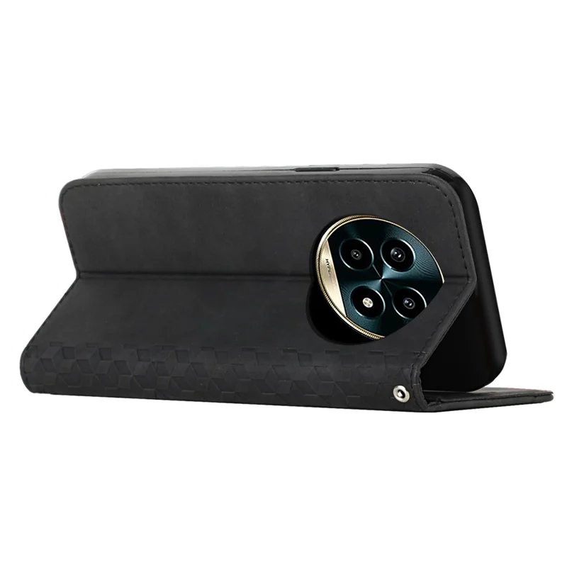 For Realme 13+ 5G / 13 Pro 5G (China) Phone Cover Imprinted PU Leather Wallet Stand Case - Black