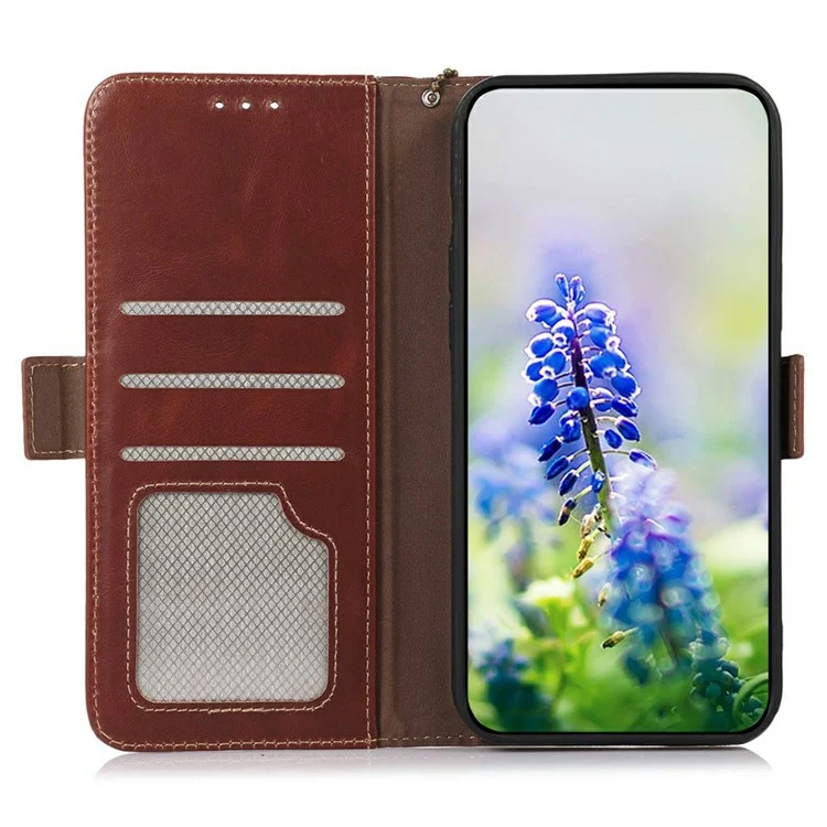 Чехол для телефона For Honor X9c 5G / X60 Pro 5G с блокировкой RFID, из натуральной кожи, коричневый