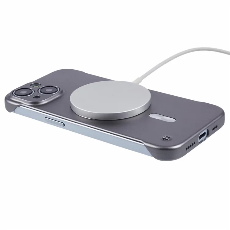 Custodia per iPhone 14 compatibile con MagSafe, cover per telefono in PC rigido senza cornice - Grigio
