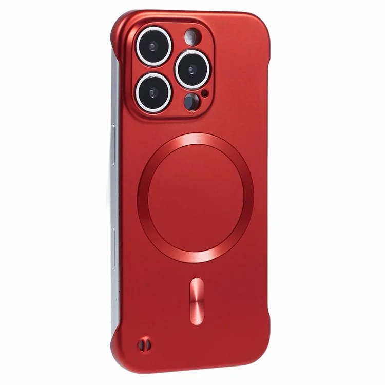 Coque compatible iPhone 14 Pro avec MagSafe, couverture de téléphone en PC dur sans cadre - Rouge