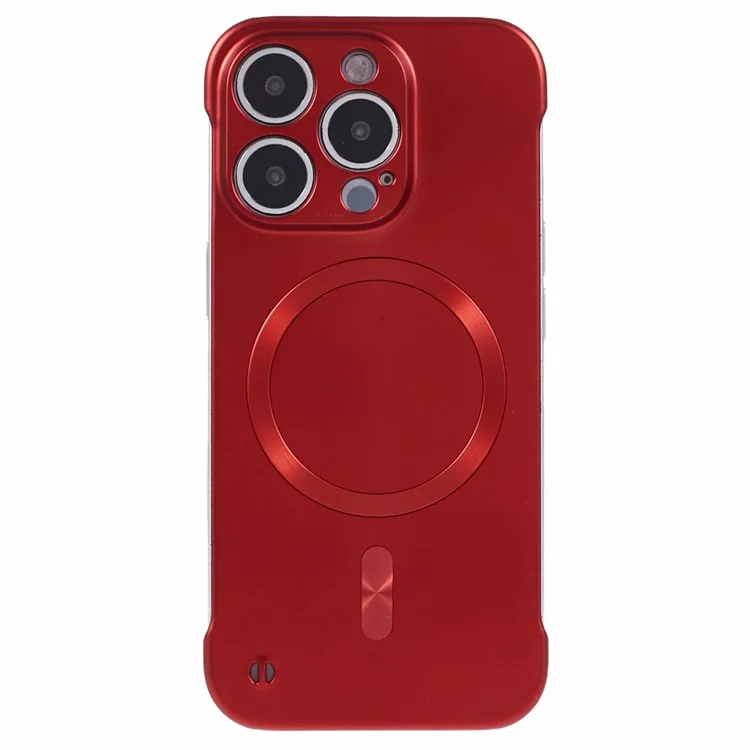 Coque compatible iPhone 14 Pro avec MagSafe, couverture de téléphone en PC dur sans cadre - Rouge