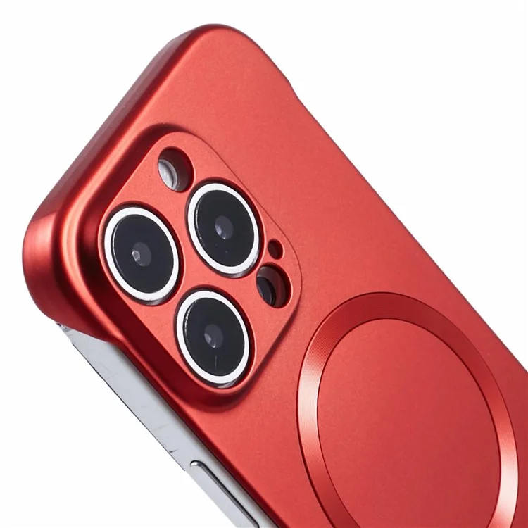 Coque compatible iPhone 14 Pro avec MagSafe, couverture de téléphone en PC dur sans cadre - Rouge