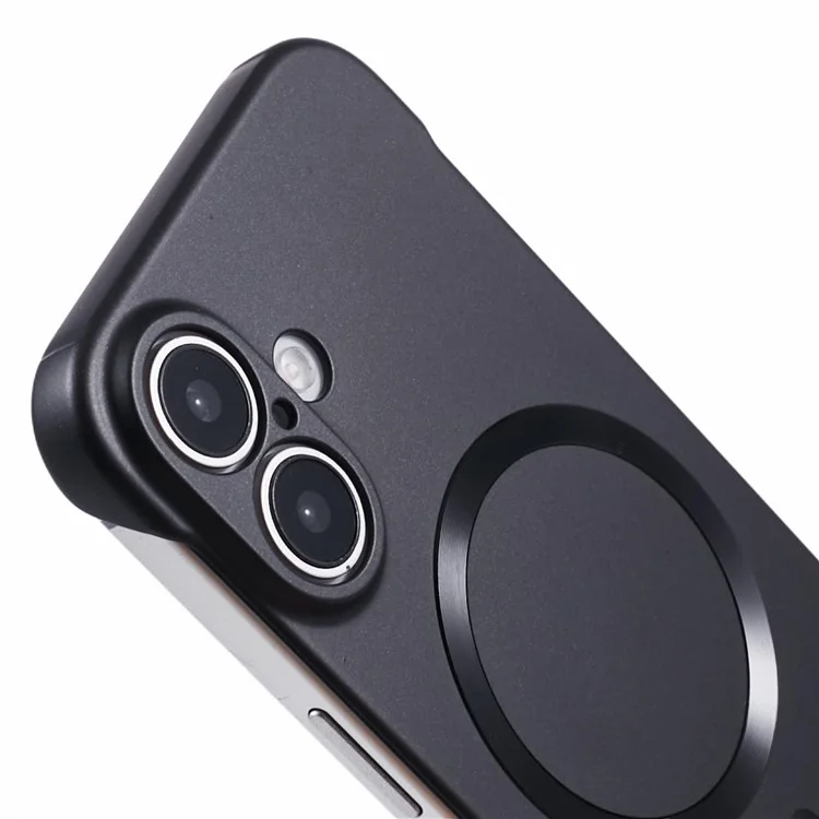 Чехол для iPhone 16 Plus совместимый с MagSafe, жесткий пластиковый безрамочный корпус - черный