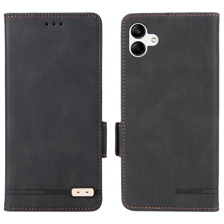 Hardware -dekor -telefonhülle Für Samsung Galaxy A04 4G (164,4 x 76,3 x 9,1 Mm), Dual Magnetic Clasp PU Leder Brieftasche Einstellbarer Ständer Telefonabdeckung - Schwarz