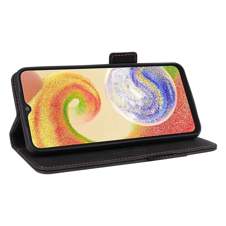 Hardware -dekor -telefonhülle Für Samsung Galaxy A04 4G (164,4 x 76,3 x 9,1 Mm), Dual Magnetic Clasp PU Leder Brieftasche Einstellbarer Ständer Telefonabdeckung - Schwarz