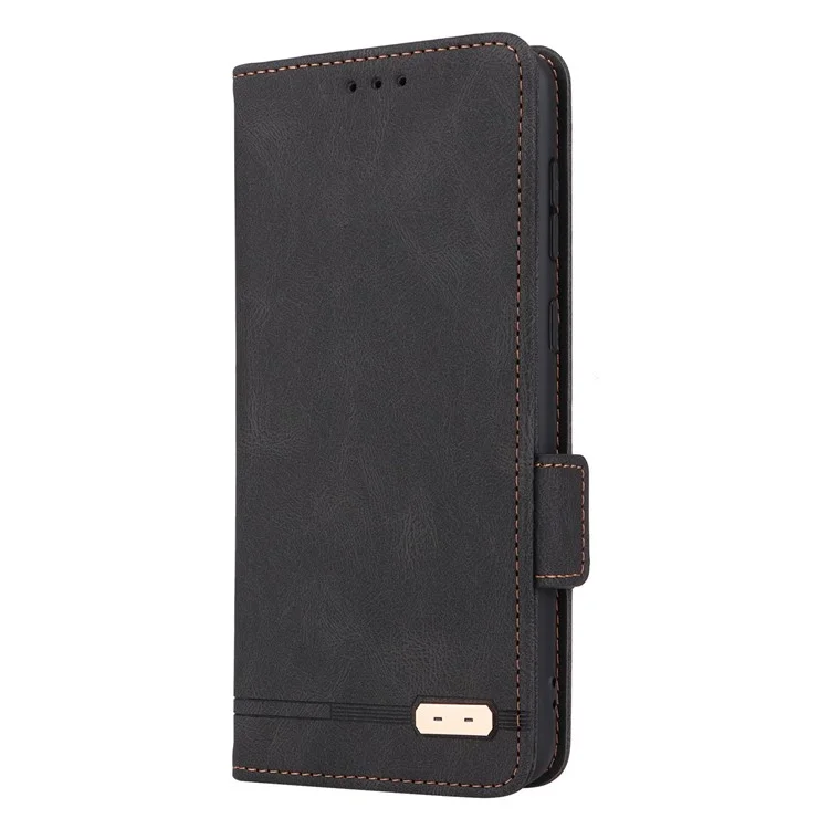 Hardware -dekor -telefonhülle Für Samsung Galaxy A04 4G (164,4 x 76,3 x 9,1 Mm), Dual Magnetic Clasp PU Leder Brieftasche Einstellbarer Ständer Telefonabdeckung - Schwarz