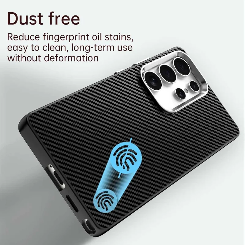 For Samsung Galaxy S25 Ultra Case Cell Phone Hybrid Back Cover Carbon Fiber Texture - Black