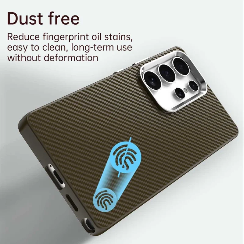 Custodia per Samsung Galaxy S25 Ultra Cellulare Hybrid Back Cover Texture in fibra di carbonio - Marrone