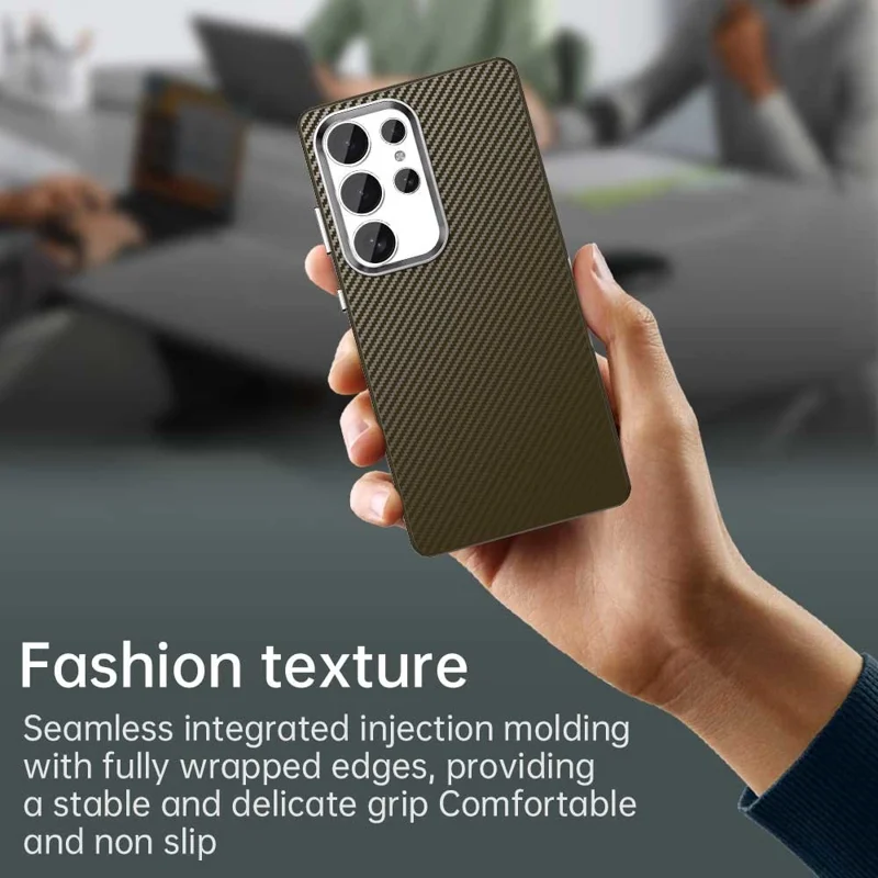 Custodia per Samsung Galaxy S25 Ultra Cellulare Hybrid Back Cover Texture in fibra di carbonio - Marrone