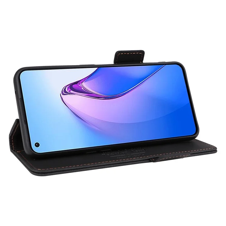 Hardware-dekor-telefonhülle Für Oppo Reno8 5G (globale Version), Anti-kollision Dual Magnetic Clasp PU Leder Brieftasche Telefonabdeckung - Schwarz