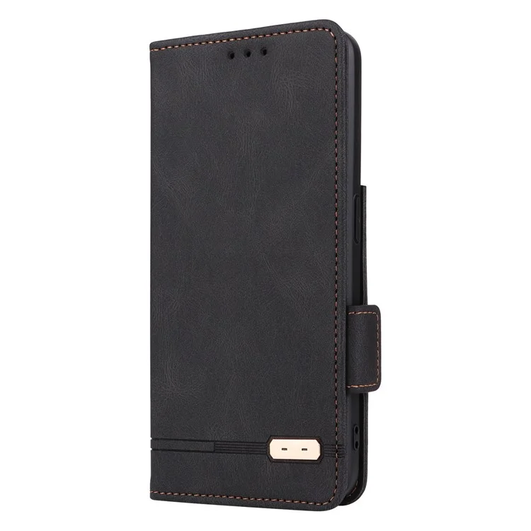 Hardware-dekor-telefonhülle Für Oppo Reno8 5G (globale Version), Anti-kollision Dual Magnetic Clasp PU Leder Brieftasche Telefonabdeckung - Schwarz