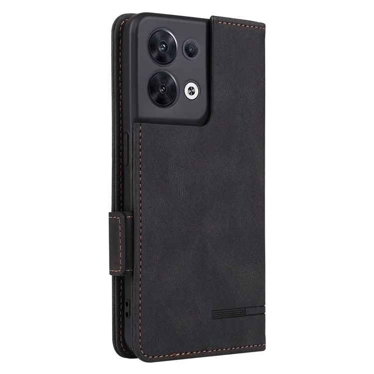 Hardware-dekor-telefonhülle Für Oppo Reno8 5G (globale Version), Anti-kollision Dual Magnetic Clasp PU Leder Brieftasche Telefonabdeckung - Schwarz
