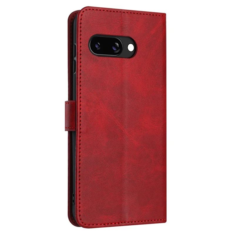 For Google Pixel 9a Case Flip Stand PU Leather Wallet Phone Cover Calf Texture - Red