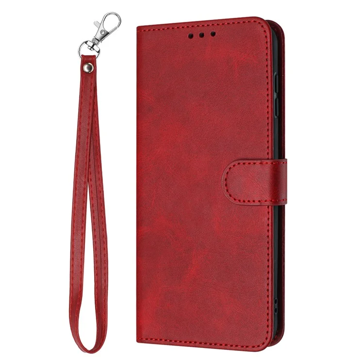 Capa flip com suporte para celular For Honor X5b / X5b Plus, em couro sintético com textura de bezerro - Vermelho