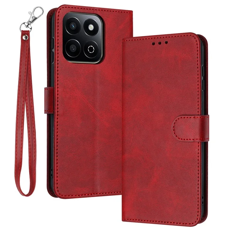 For Honor X7c 4G / 200 Smart 5G / Play 60 Plus 5G / Play 9T Hülle Flip Stand PU Leder Brieftasche Handyhülle Kalbsleder-Textur - Rot