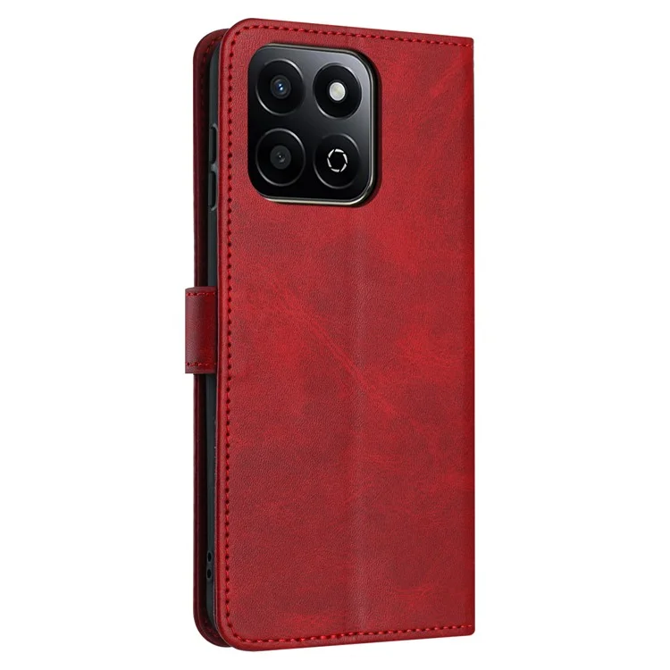 For Honor X7c 4G / 200 Smart 5G / Play 60 Plus 5G / Play 9T Hülle Flip Stand PU Leder Brieftasche Handyhülle Kalbsleder-Textur - Rot