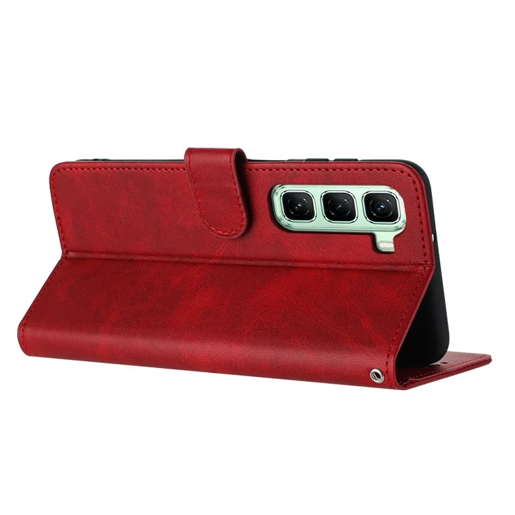 Funda Flip Stand de piel sintética y billetera para Infinix Hot 50 Pro+ 4G - Rojo