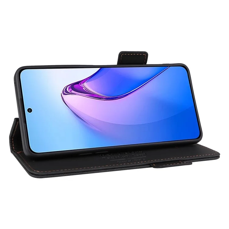 Аппаратный Декор. Телефон Для Oppo Reno8 Pro 5G (Global Version), Двойная Магнитная Кожаная Кожаная Кошелька PU - Черный