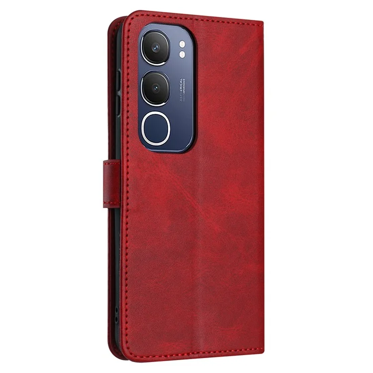 Für vivo Y19s 4G Hülle Flip-Ständer PU-Leder-Geldbörse Handyhülle Kalbsstruktur - Rot