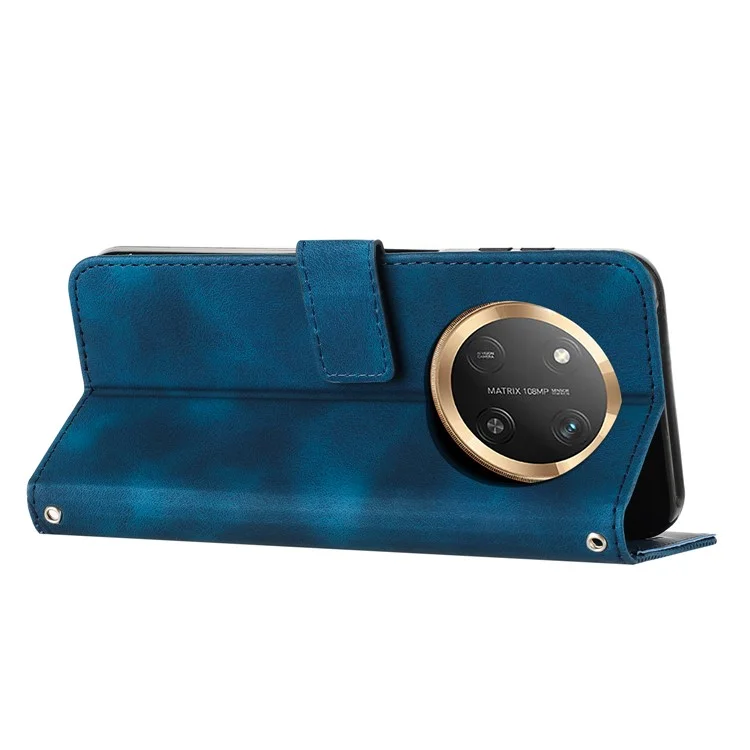 Für Honor X9c 5G / X60 Pro 5G Hülle Handtasche mit geprägtem Dreieck-Leder-Telefoncover - Saphir