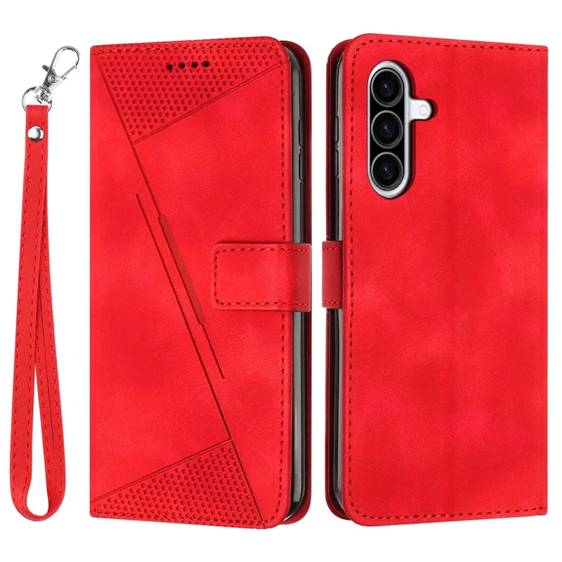 For Samsung Galaxy A56 5G Case Handbag Imprinted Triangle Leather Phone Cover - Red