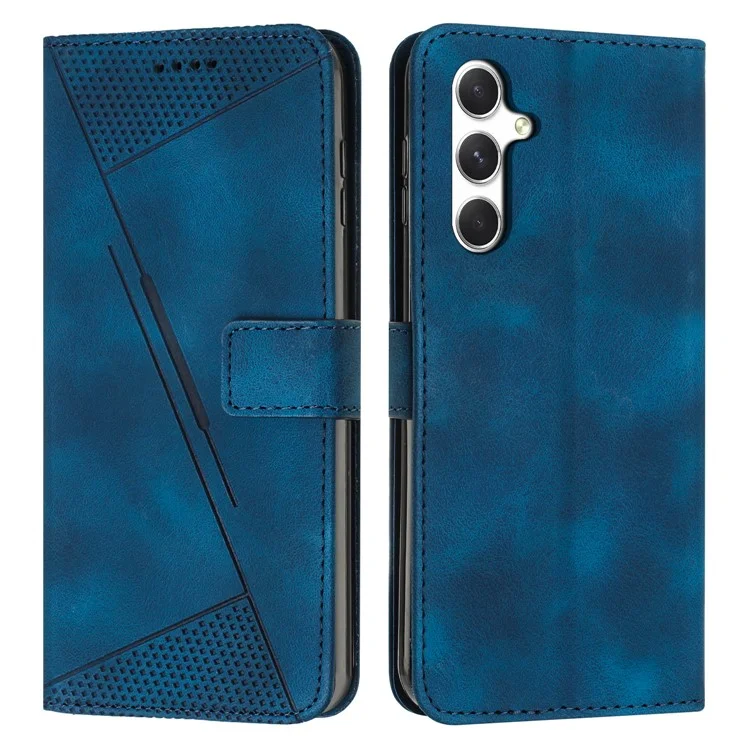 Für Samsung Galaxy A56 Hülle Handtasche mit geprägtem Dreieck-Lederbezug - Saphir