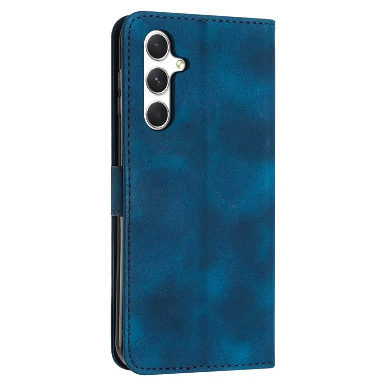 Für Samsung Galaxy A56 Hülle Handtasche mit geprägtem Dreieck-Lederbezug - Saphir