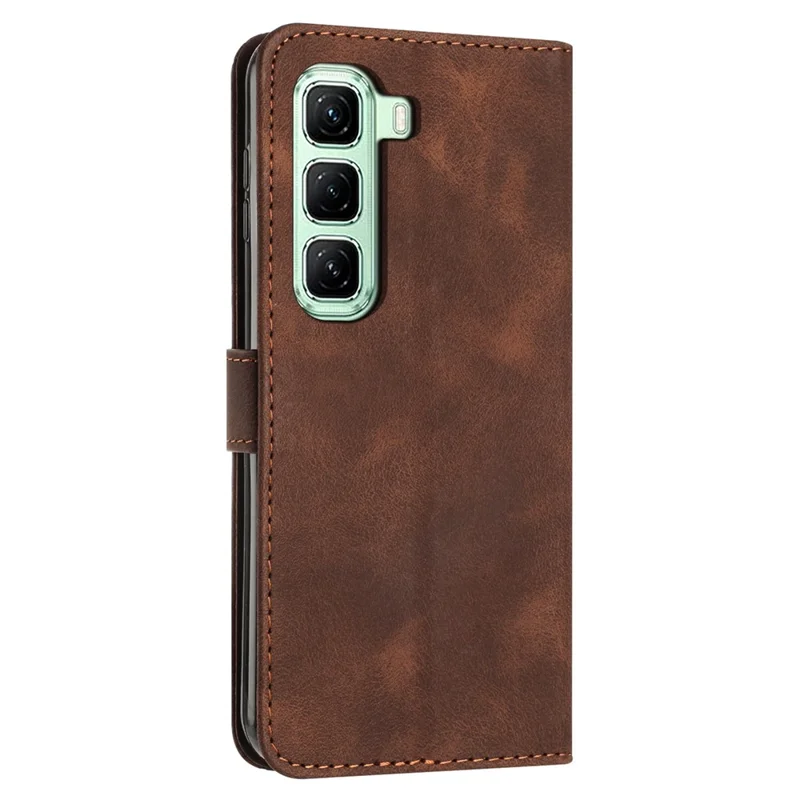 For Infinix Hot 50 Pro+ 4G Case Handbag Imprinted Triangle Leather Phone Cover - Brown