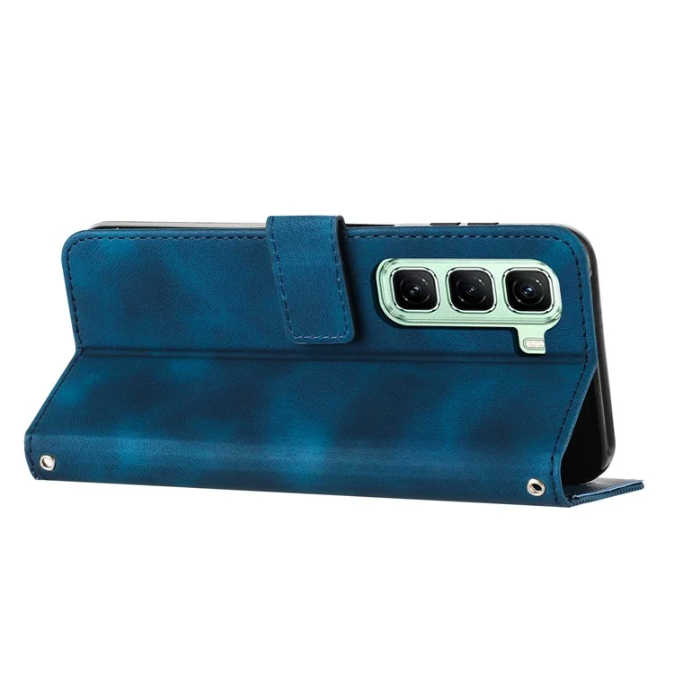 Für Infinix Hot 50 Pro 4G Hülle Handtasche mit geprägtem Dreieck-Leder-Telefoncover - Saphir