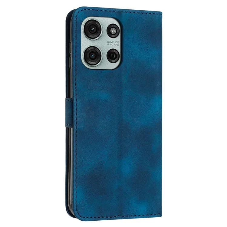 Für Motorola Moto G75 5G Hülle Handtasche geprägte Dreieck-Leder-Telefonhülle - Saphir