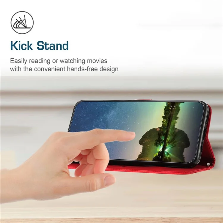Funda de piel con diseño de triángulo grabado para vivo Y19s 4G - Rojo