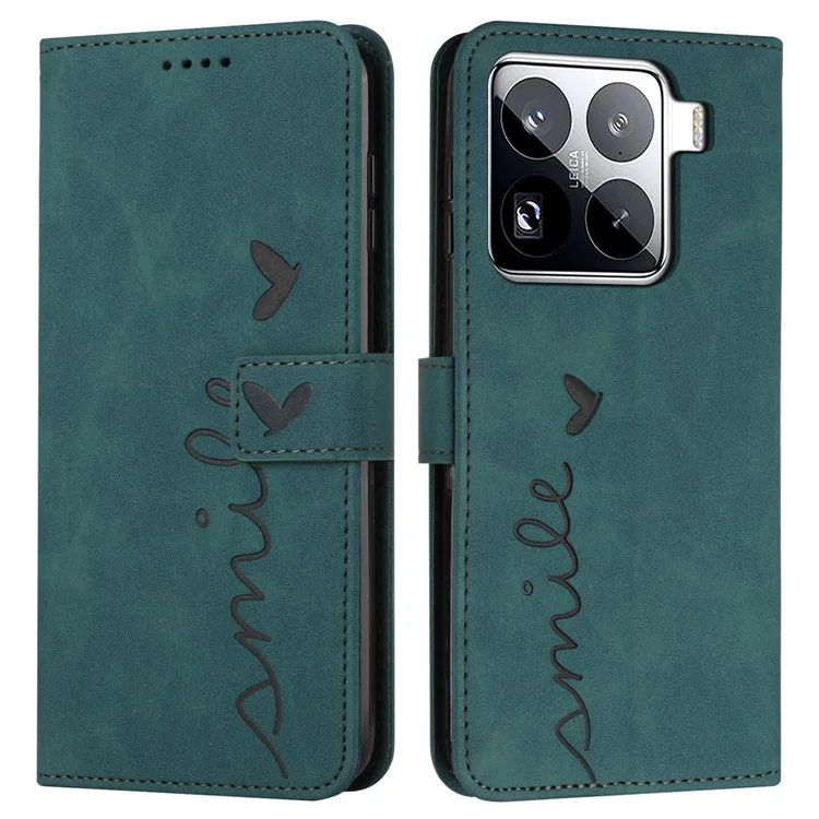 Custodia per Xiaomi 15 Pro con supporto per visione, in pelle PU, cover per telefono con motivo stampato - Verde