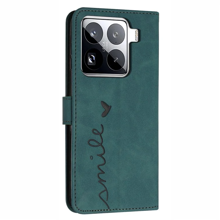 Custodia per Xiaomi 15 Pro con supporto per visione, in pelle PU, cover per telefono con motivo stampato - Verde