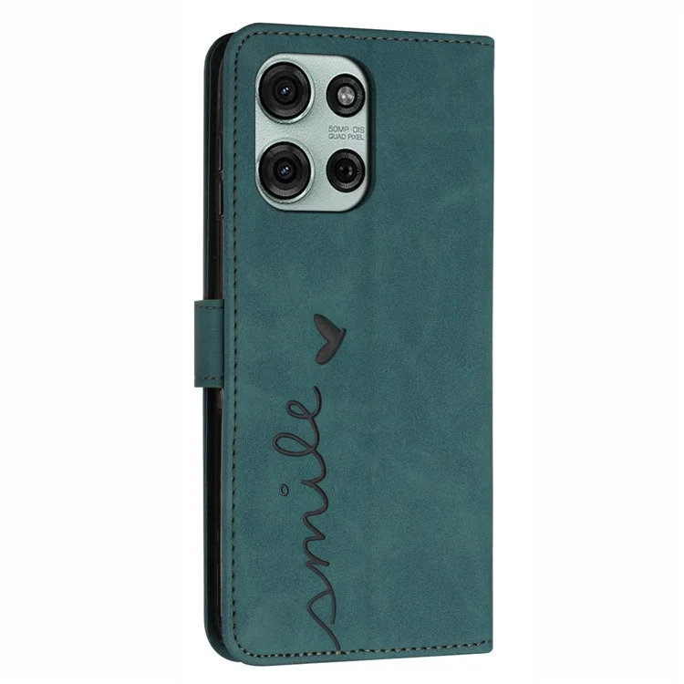 Für Motorola Moto G75 5G Hülle Ständer Leder Handy Cover Aufgeprägtes Muster - Grün