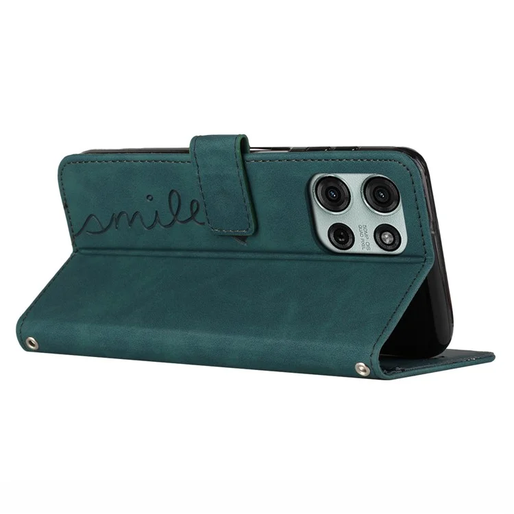 Für Motorola Moto G75 5G Hülle Ständer Leder Handy Cover Aufgeprägtes Muster - Grün