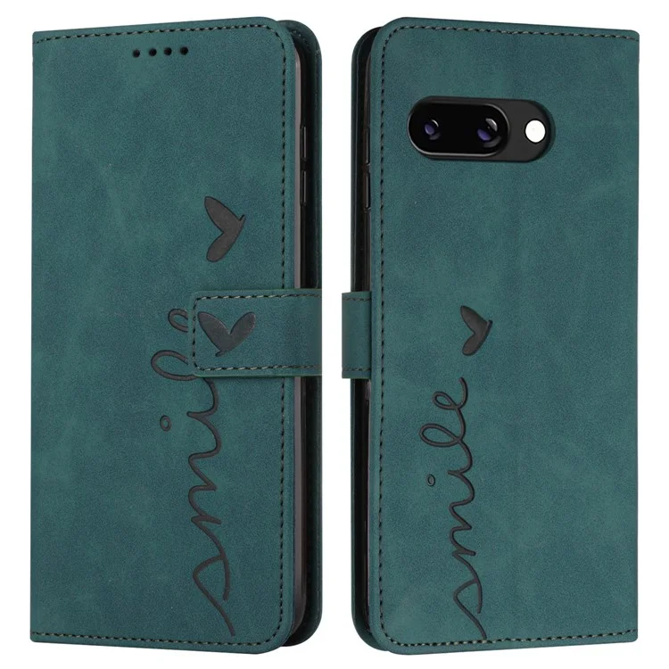 Funda para Google Pixel 9a, soporte de visualización, cubierta de teléfono de piel sintética con patrón grabado - Verde