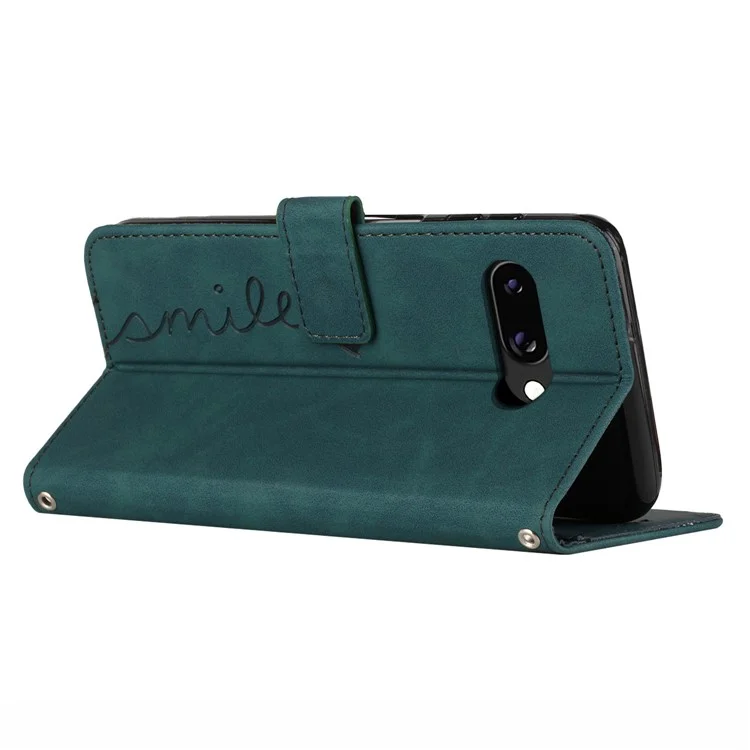 Funda para Google Pixel 9a, soporte de visualización, cubierta de teléfono de piel sintética con patrón grabado - Verde