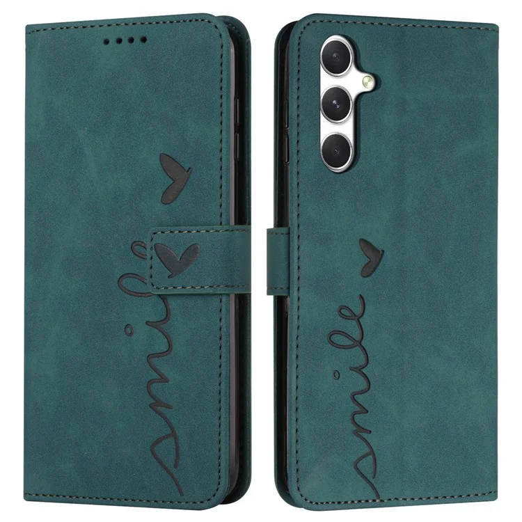 Custodia per Samsung Galaxy A56 con supporto per la visione, in pelle PU, con motivo stampato - Verde