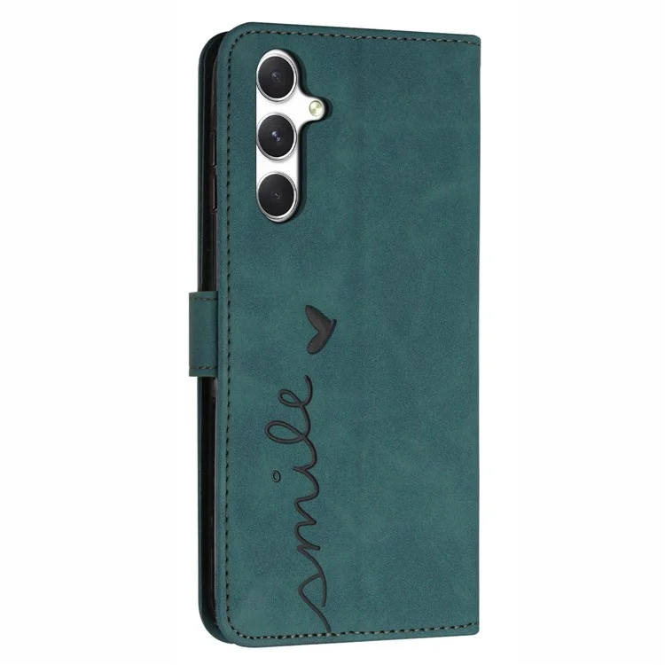 Custodia per Samsung Galaxy A56 con supporto per la visione, in pelle PU, con motivo stampato - Verde