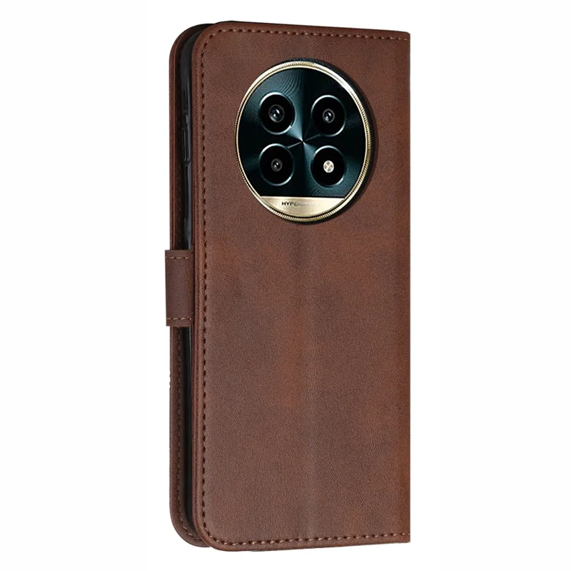 For Realme 13+ 5G / 13 Pro 5G (China) Case Stand Flip Protective Leather Phone Cover - Brown