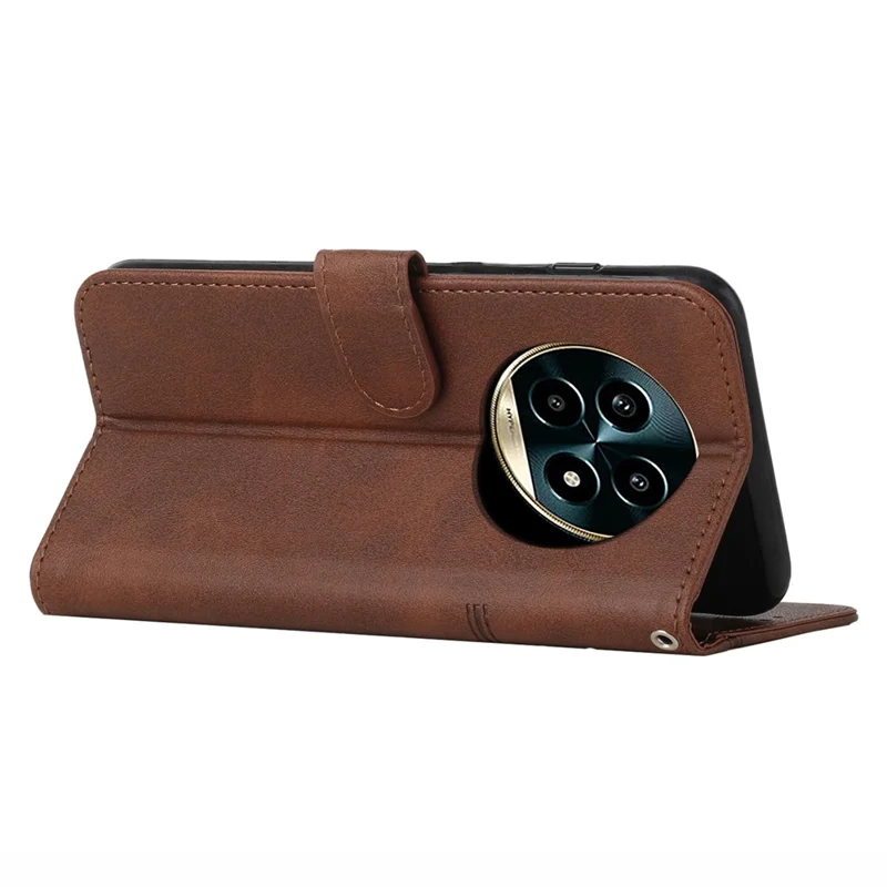 For Realme 13+ 5G / 13 Pro 5G (China) Case Stand Flip Protective Leather Phone Cover - Brown